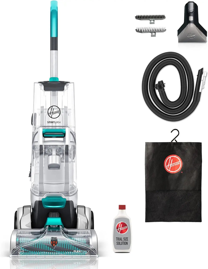 Hoover SmartWash Automatic Carpet Cleaner Machine, for Carpet and Upholstery, Deep Cleaning Carpet Shampooer, Carpet Deodorizer and Pet Stain Remover FH52000, Turquoise L9