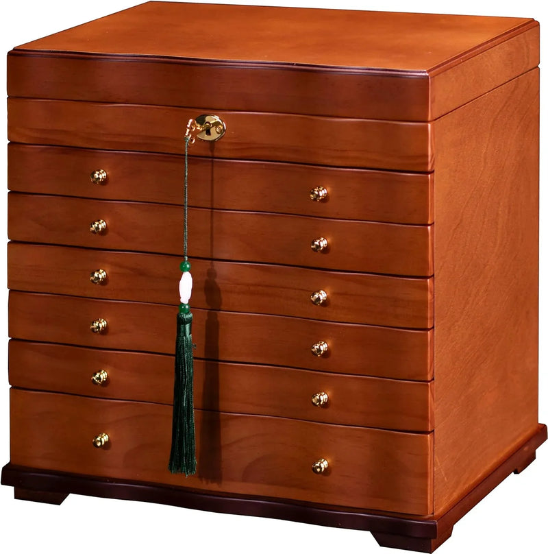 Wooden Jewelry Box,jewelry boxes for women large jewlrey box&organizers with necklace hanger,jewerly organizer,jewelry holder organizer,9-layer large capacity jewelry storage box V8