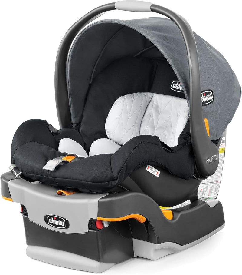 Infant Car Seat and Base, Rear-Facing Seat for 4-30 lbs., Includes Head and Body Support, Compatible with Chicco Strollers, Baby Travel Gear - Pewter/Grey M1