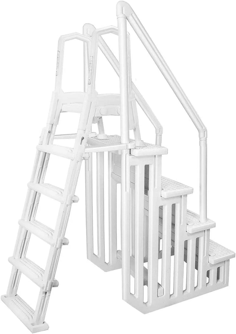 Deluxe Above-Ground Pool Ladder A-Frame Swimming Non-Sliip Step Ladder, White C3