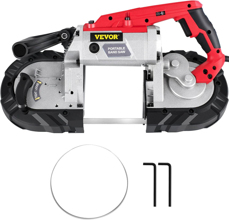 Portable Band Saw, 110V Removable Alloy Steel Base Corded Band Saw, 5 Inch Cutting Capacity Hand held Band Saw,Variable Speed Portable Bandsaw, 10Amp Motor Deep Cut Band saw for Metal Wood L3