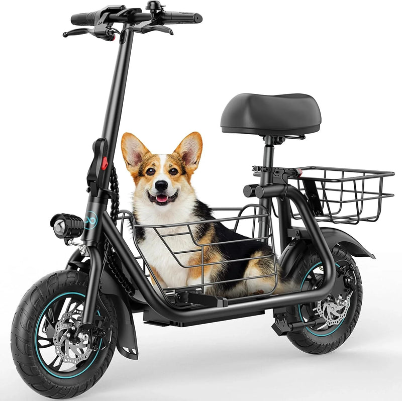 Electric Scooter with Large Basket, 550W Motor P8
