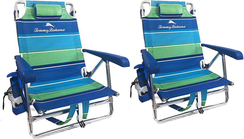 2 Backpack Beach Chairs with Storage Pouch and Towel Bar K8