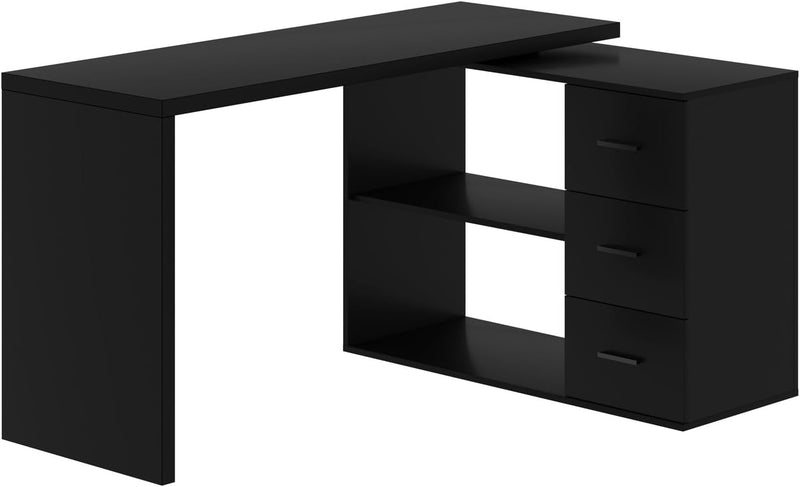 L Shaped Desk with Drawers Shelves, Corner Home Office Desk with Storage Cabinet, Large Wood Computer Desk for PC Executive Work Writing Study, Modern Living Room Bedroom Table,White Oak,60 in N0