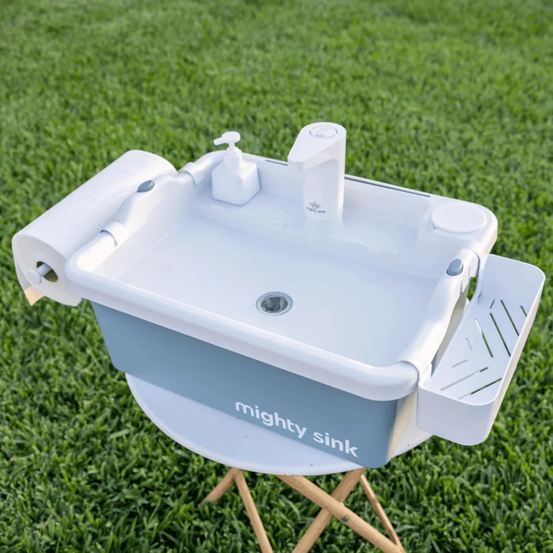 Mighty Sink Portable Sink: Patented Wash Station with Electronic Faucet | 2 Gallons | Easy Setup | Indoor & Outdoor Use | Ideal for Dishwashing, Camping Hygiene, Gardening, Pottery & More N9