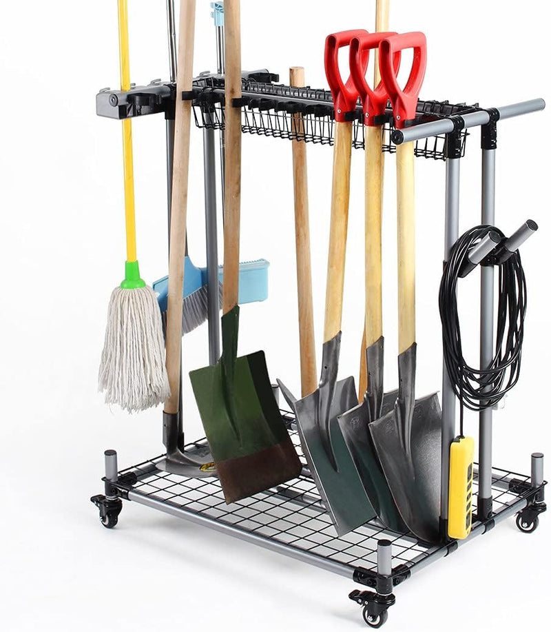 Metal Garden Tool Organizer Large Tool Rack Garage Storage Holder N8