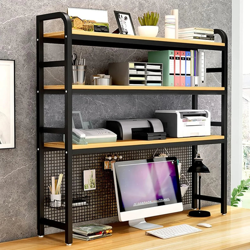 Desktop Bookshelf Adjustable Desk Bookshelf Organizer Rack - Countertop Hutch Bookshelf, 3-Tier Bookshelf Desk Shelf, All Metal Desktop Bookcase for Computer Desk, for Home, Dorm, Office Supplies (Co Q3