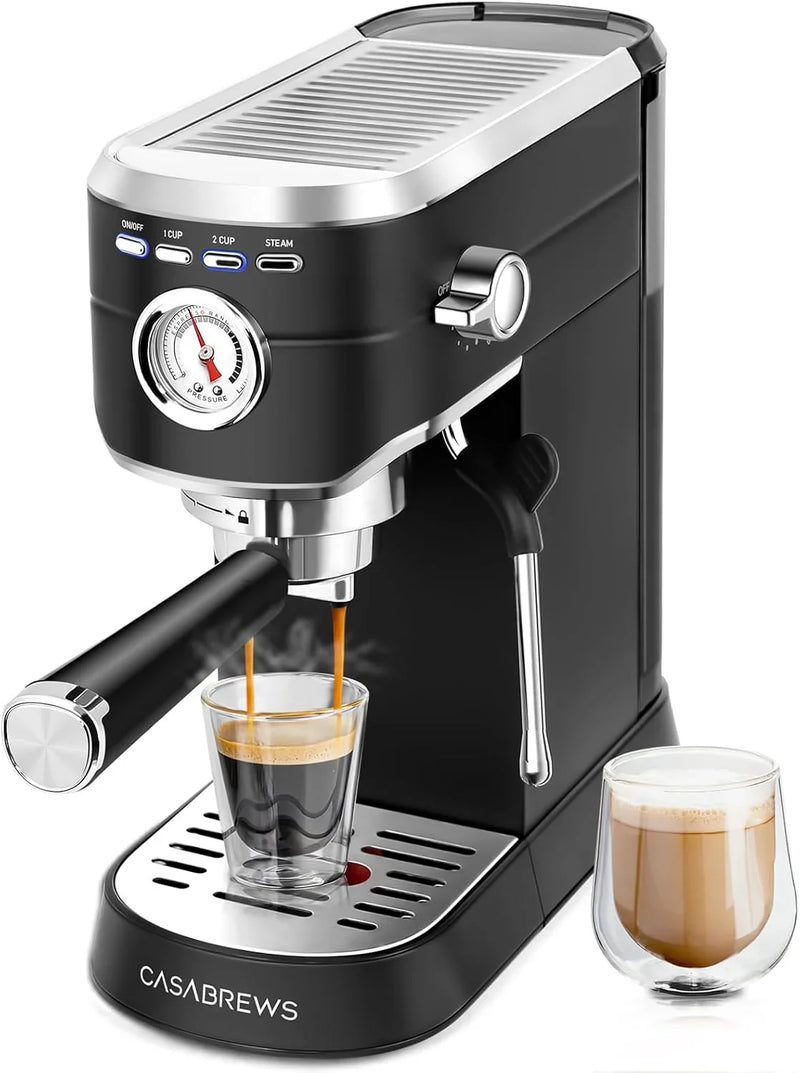 Espresso Machine 20 Bar, Compact Espresso Maker with Steam Milk Frother, Stainless Steel Coffee Machine with 34oz Removable Water Tank for Cappuccino, Latte, Silver G4