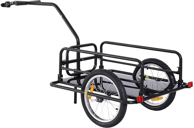 Foldable Bike Cargo Trailer, 80lbs Capacity, 16′′ Wheels, Black, with Hitch C4