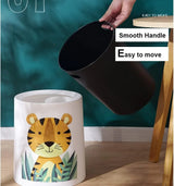Trash Can No Lid Cute Kitchen Living Room Children's Room Bedroom Office Garbage Can Large Waste Paper Basket Toilet (Color : Tiger)