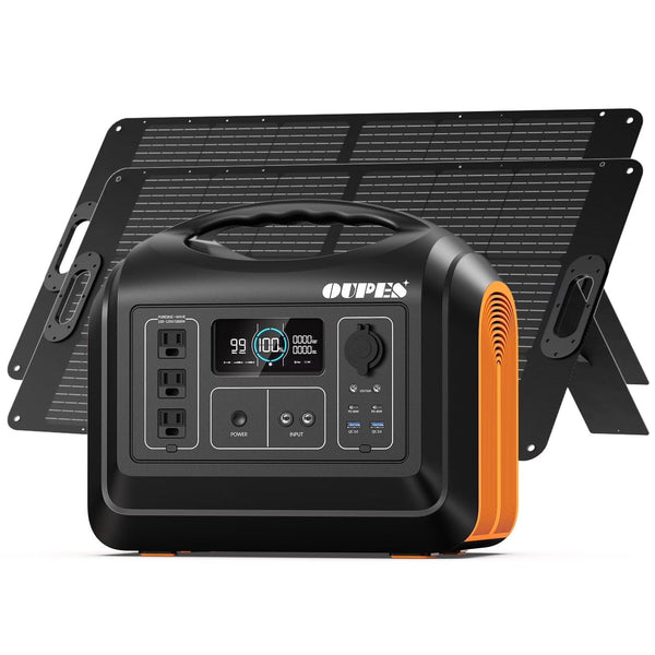 OUPES 1800W 1488Wh Portable Power Station with 2x100W Solar Panel,Solar Generator for Outdoor Camping,Home Backup,Emergency,RV S5