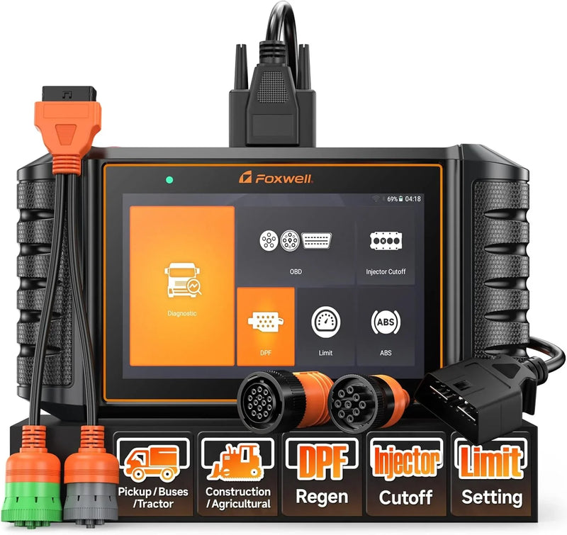 Heavy Duty Truck Scanner with DPF Regen/Injector Cutoff/Limit Setting, Full System Diesel Diagnostic Scan Tool for Cummins, Detroit, Caterpillar, Paccar, Hino & More Pickup Semi Trucks I9
