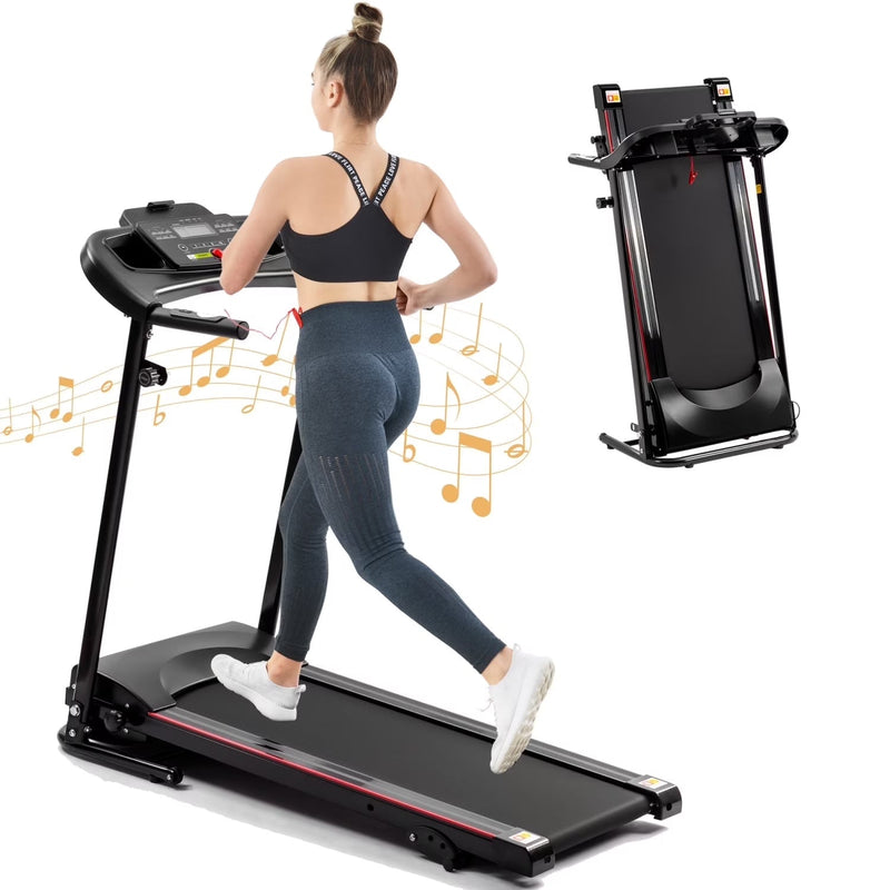 2.5HP Folding Treadmill with Incline, Electric Folding Treadmill for Walking Treadmill Machine 5 in LCD Screen 250 LB Capacity MP3 D7