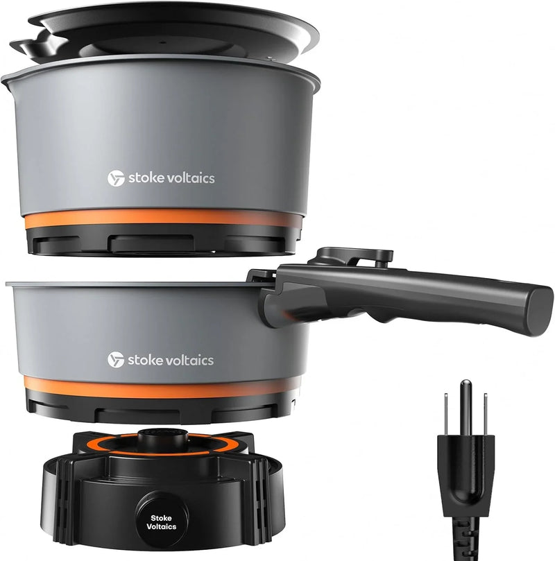 200 - 1000 watt electric camping stove, with cookware, 120 volt portable outdoor cooking set, windproof cookware, suitable for RVs, electric vehicles, off-road travel, RV life, car camping Q5