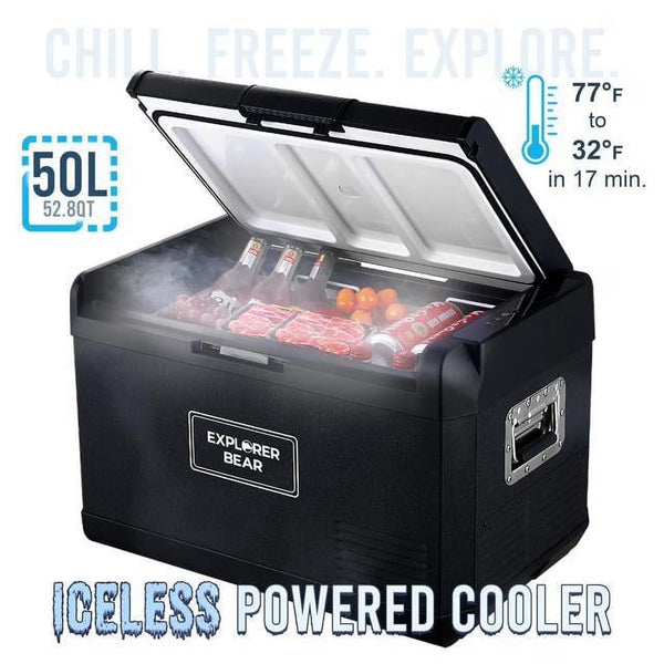 12V Car Fridge 50L 12/24V DC 110-240V AC Portable Freezer Compressor Cooler 0 H-50 H 3-Year Warranty W6