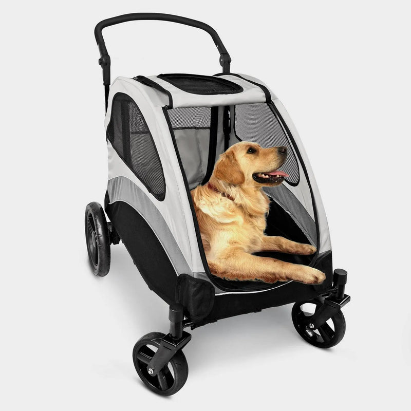 Foldable Pet Stroller for Large or 2 Dogs Cats Jogger Wagon with 4 Wheels Y7