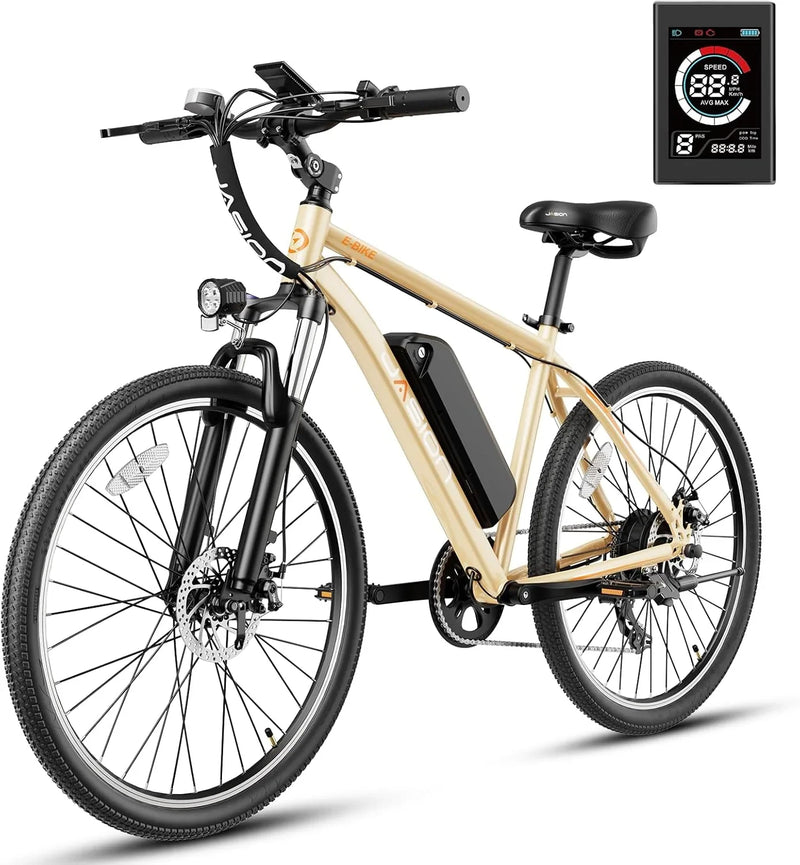 EB5 Electric Bike for Adults with Peak 500W Brushless Motor, 40Miles 20MPH Commuting Electric Mountain Bike with 360Wh Removable Battery, 7-Speed, 26" Tires and Front Fork Suspension C6