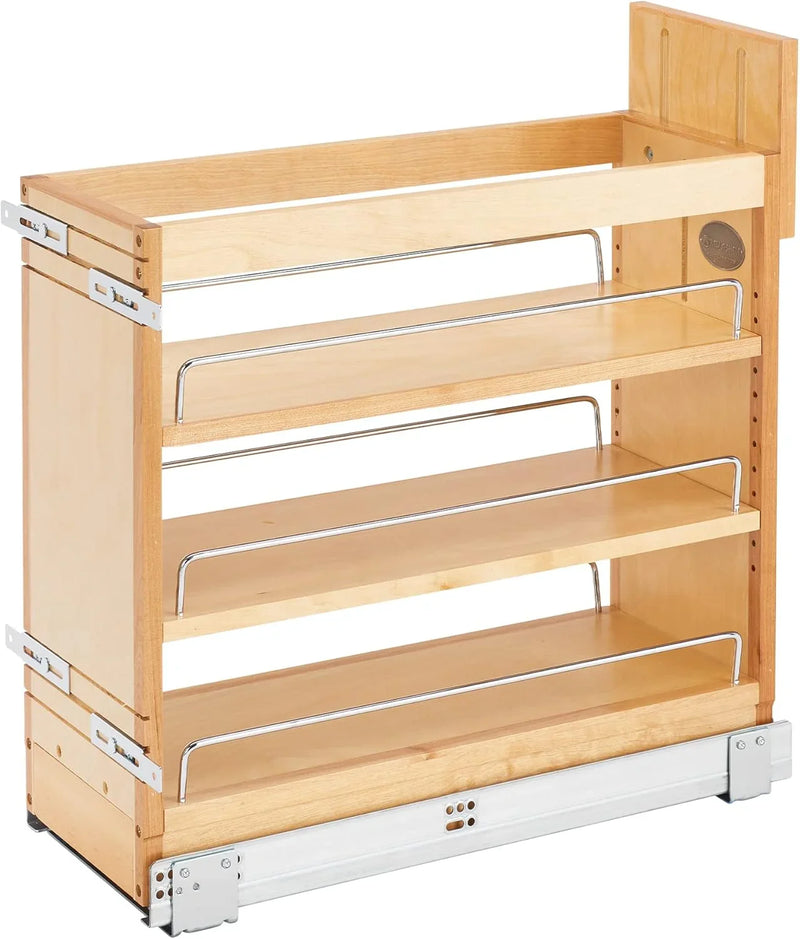 5-inch pull-out storage rack, suitable for bottom cabinets in kitchens/bathrooms, with a soft-closing slide rail for a spice rack/food storage rack, made of wood material G8