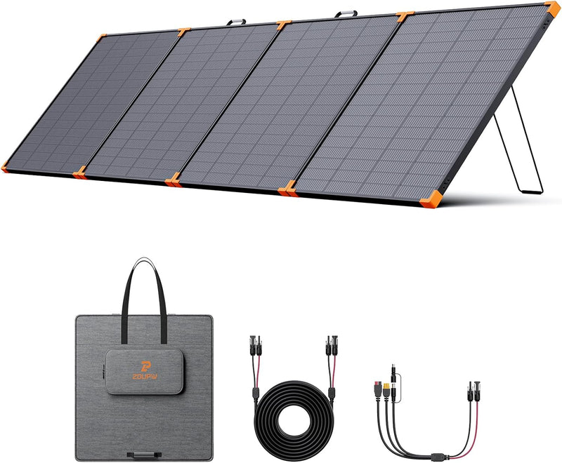 350-watt portable solar panel, suitable for power stations, hurricane emergency supplies, 43-volt foldable solar charger (25% efficient, IP68 waterproof rating, 4 reinforced stands, suitable for camping and RV travel) W0