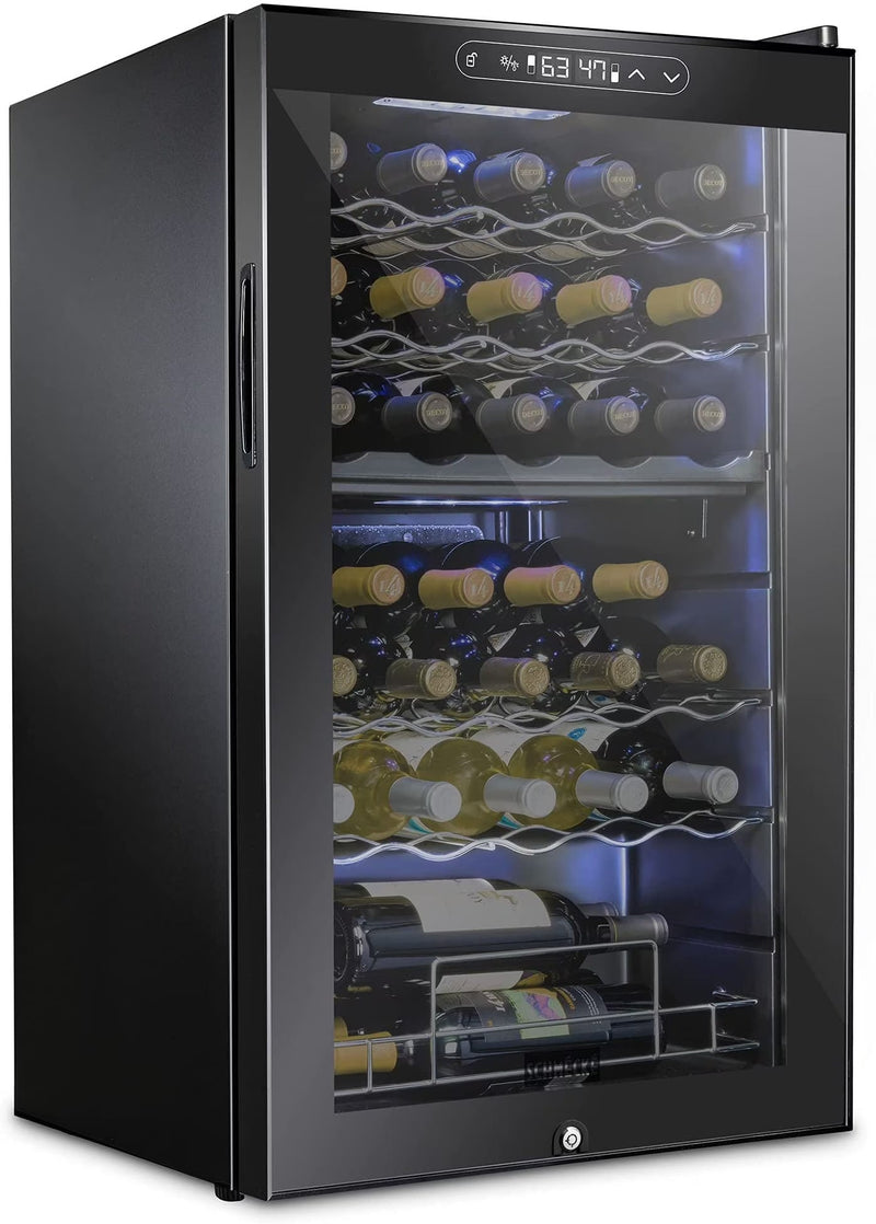 Schmecke Wine Fridge, Dual Freestanding Wine Refrigerator, 33 Bottle Wine Cooler G7