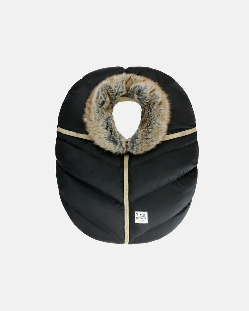 7AM Enfant Car Seat Cocoon Black Faux Fur O6