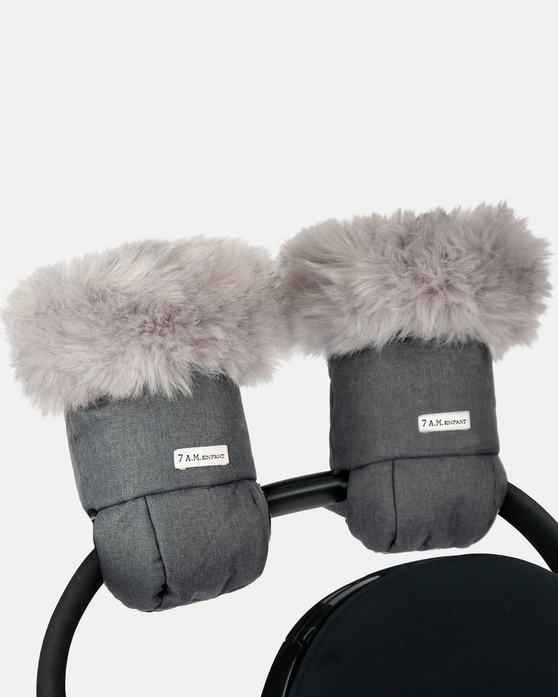 7AM Enfant Warmmuffs - Heather Grey Dark Faux Fur S5