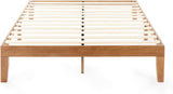 12" Classic Solid Wood Platform Bed Frame w/Wooden Slats (No Box Spring Needed), Natural, Queen Size