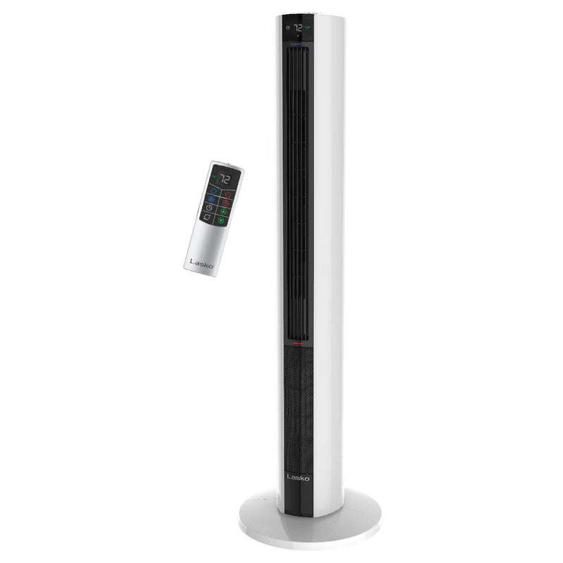 Lasko 42 in 1500W All Season Tower Fan Space Heater with Timer and Remote, White, FH500 P3