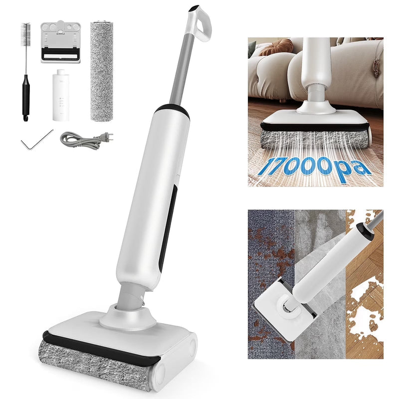 HABIUBIU Vacuum Mop All in One, Wet Dry Vacuum Cleaner, Cordless Cleaner Machine for Tile Hardwood Floor, Self Cleaning Electric Mop with 180 Lie-Flat Y6
