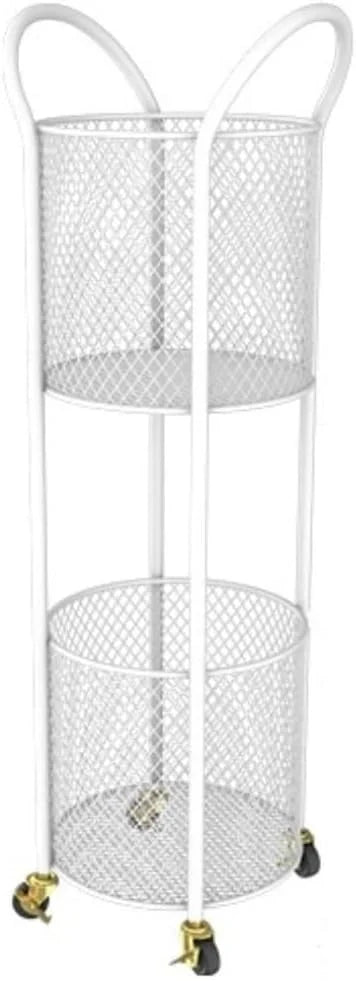 2-Tier Laundry Hamper with Wheels, Iron Basket for Bedroom, Bathroom, Dorm, Large Capacity Clothes Room, Easy to Move & Store F9