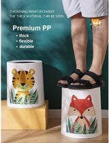 Trash Can No Lid Cute Kitchen Living Room Children's Room Bedroom Office Garbage Can Large Waste Paper Basket Toilet (Color : Tiger)