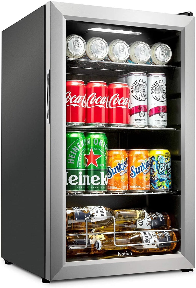 Ivation 101-Bottle Wine Cellar, Freestanding Mini Fridge - Stainless Steel M6