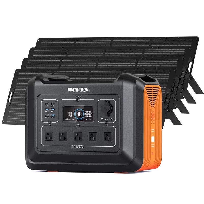 OUPES 2400W 2232Wh Portable Power Station with 4x240W Solar Panel,Solar Generator for Outdoor Camping,Home Backup,Emergency,RV N5