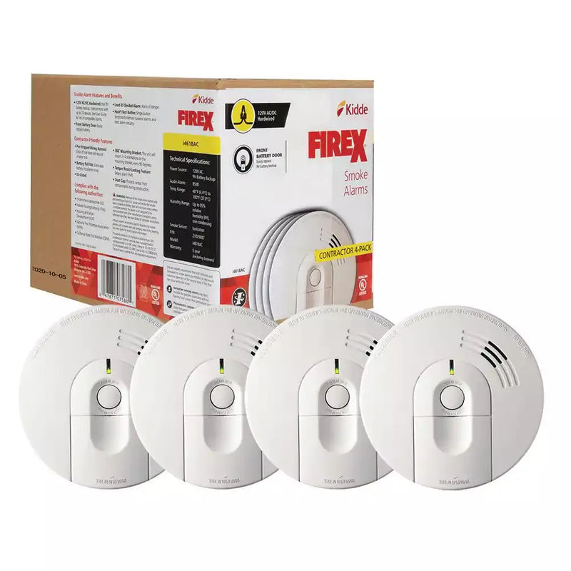 i4618 4-Pack Hardwired Smoke Alarm with Ionization Sensor, 120V AC, 9V Battery Backup J2