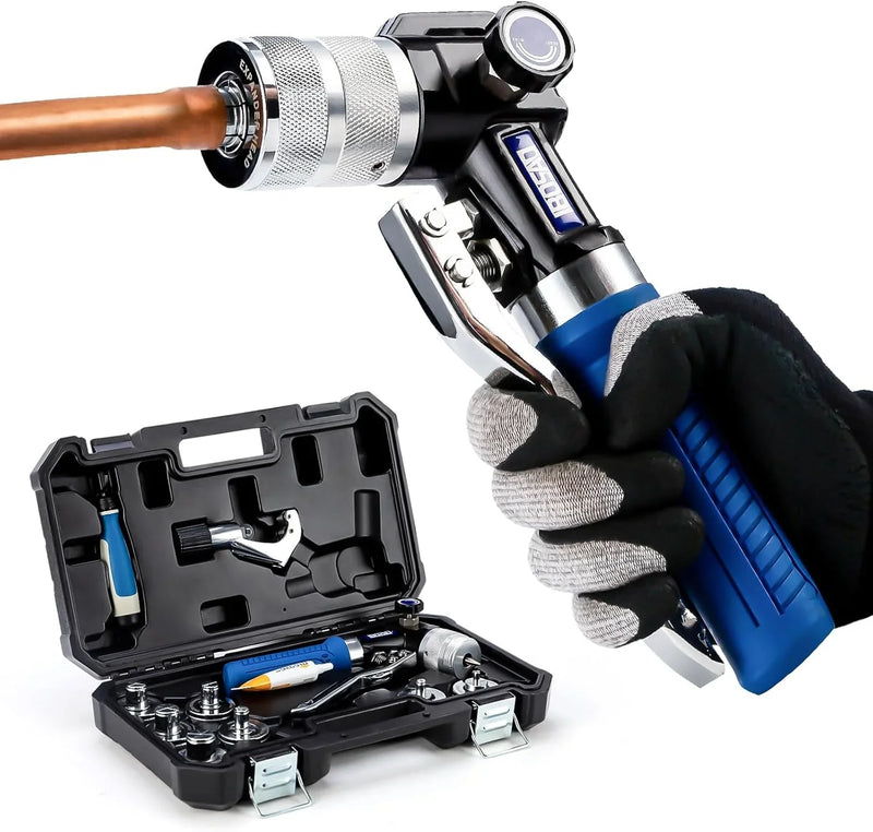 Hydraulic tube expanding tool kit, used to expand 3/8-inch copper tubes to 1-1/8 inches. R4