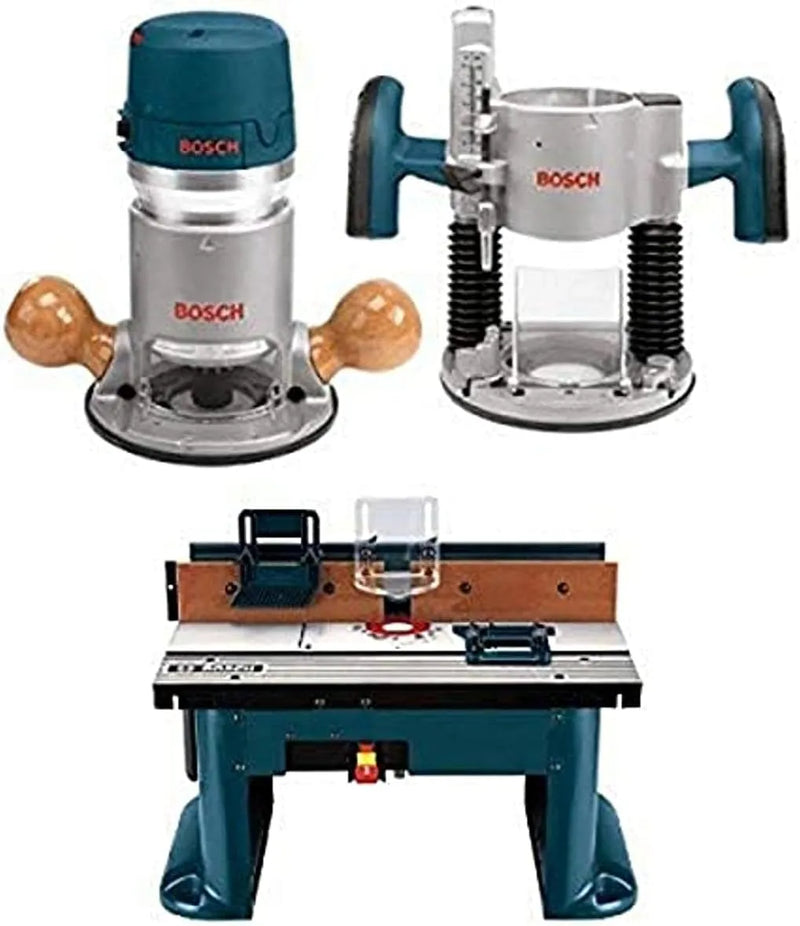 BOSCH 1617EVSPK Wood 12 Amp Router Tool Combo Kit - 2.25 Horsepower Plunge Router & Fixed Base with a Variable Speed M3