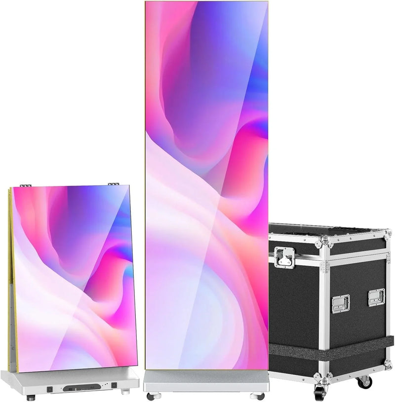 80" P1.86 Flexible Spliceable LED Poster Display – USB Plug-and-Play, Mobile & PC Remote Control, Digital Signage Advertising Screen (Silver, 1-Pack) P5