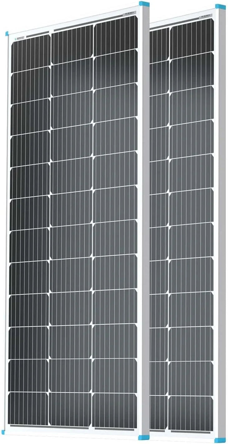 Solar Panel 100 Watt 12 Volt, High-Efficiency Monocrystalline PV Module Power Charger for RV Marine Rooftop Farm Battery and Other Off-Grid Applications, RNG-100D-SS, Single 100W A9