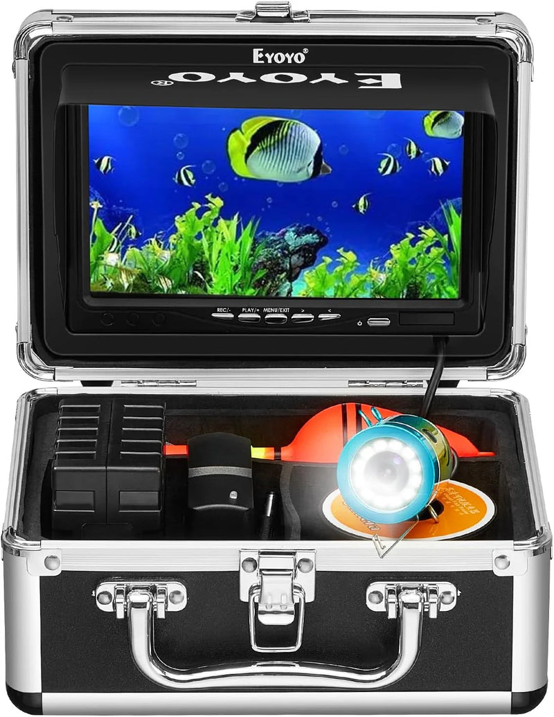 Underwater fishing photography and videography camera, underwater fish detector, fishing photography and videography camera on land/water/river/ice surface, 1000TVL resolution, 7-inch display screen, built-in 12 white lights, 15-meter long cable K9