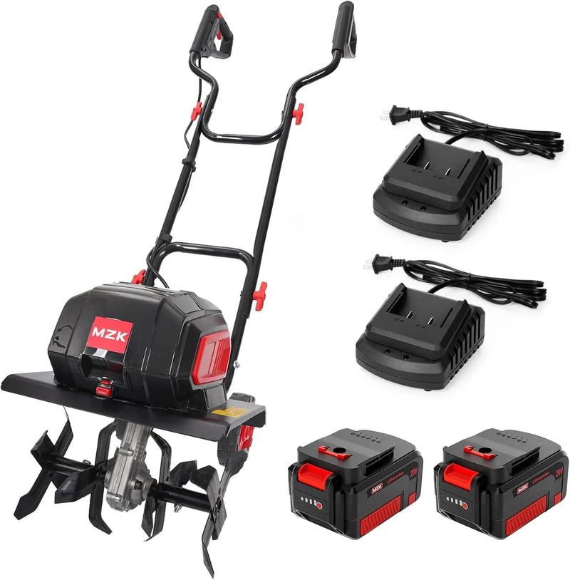 40V 12-inch Cordless Garden Tiller, Battery Powered Garden Cultivator, 2 * 4.0Ah Battery and Fast Charger Included V6