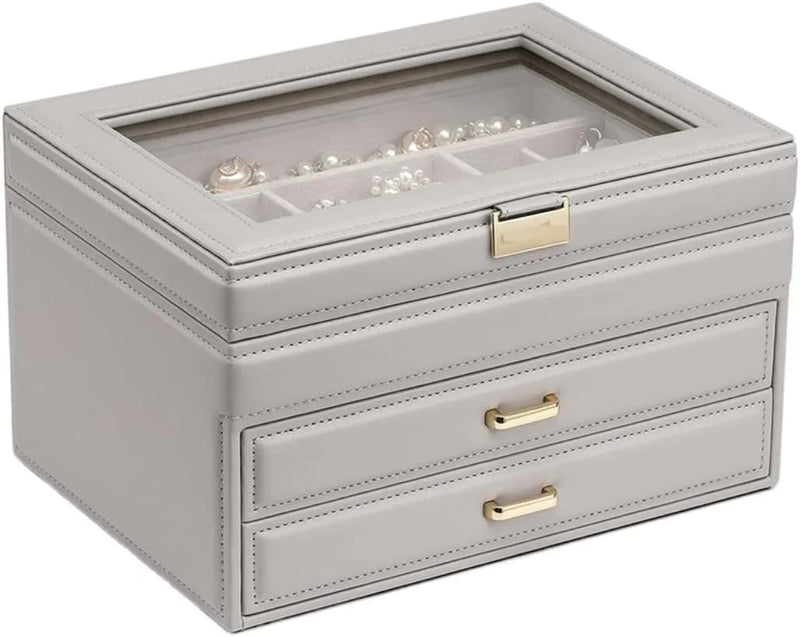 Jewelry Box Jewelry Case PU Leather Jewelry Box Jewelry Storage Box Earring Ear Stud Ring Necklace Organizer Case Jewelry Organizer Z0