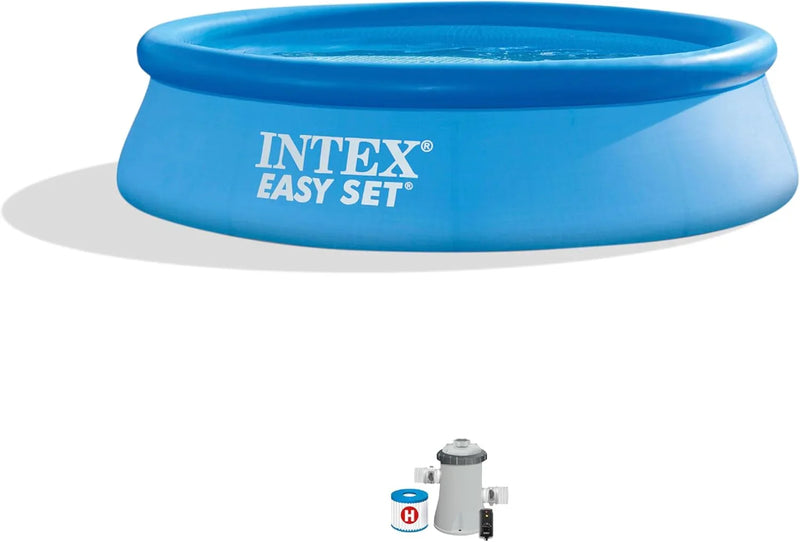 28167EH Easy Set Inflatable Swimming Pool Set: 15ft x 48in – Includes 1000 GPH Cartridge Filter Pump – Removable Ladder – Pool Cover – Ground Cloth C4