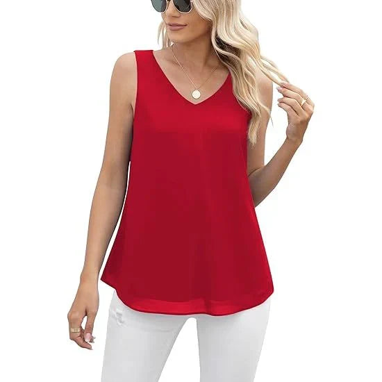 Women's Summer Sleeveless Chiffon Casual Tops Y2