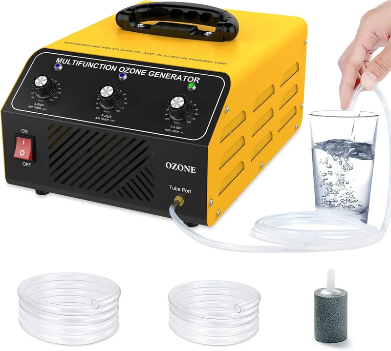 Ozone Generator 40,000 mg/hour, Dual Mode, Professional O3 Odor Eliminator, Equipped with a booster pump, 20,000 mg, 20,000 mg and 500 mg three timing functions, applicable area 7000 square feet, highly suitable for home and car use. N9