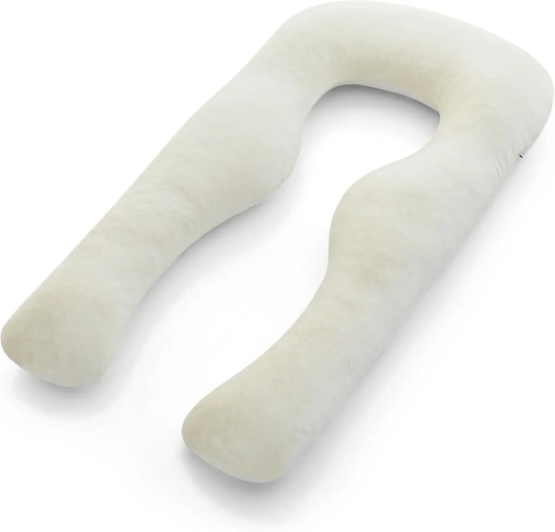 Body Pillow | Elegant U-shaped Pregnancy Pillow - Organic Bamboo Fiber Cotton - Crushed Cooling Gel Filling - Ergonomic Design - Dual-Sided Use - Washable A8