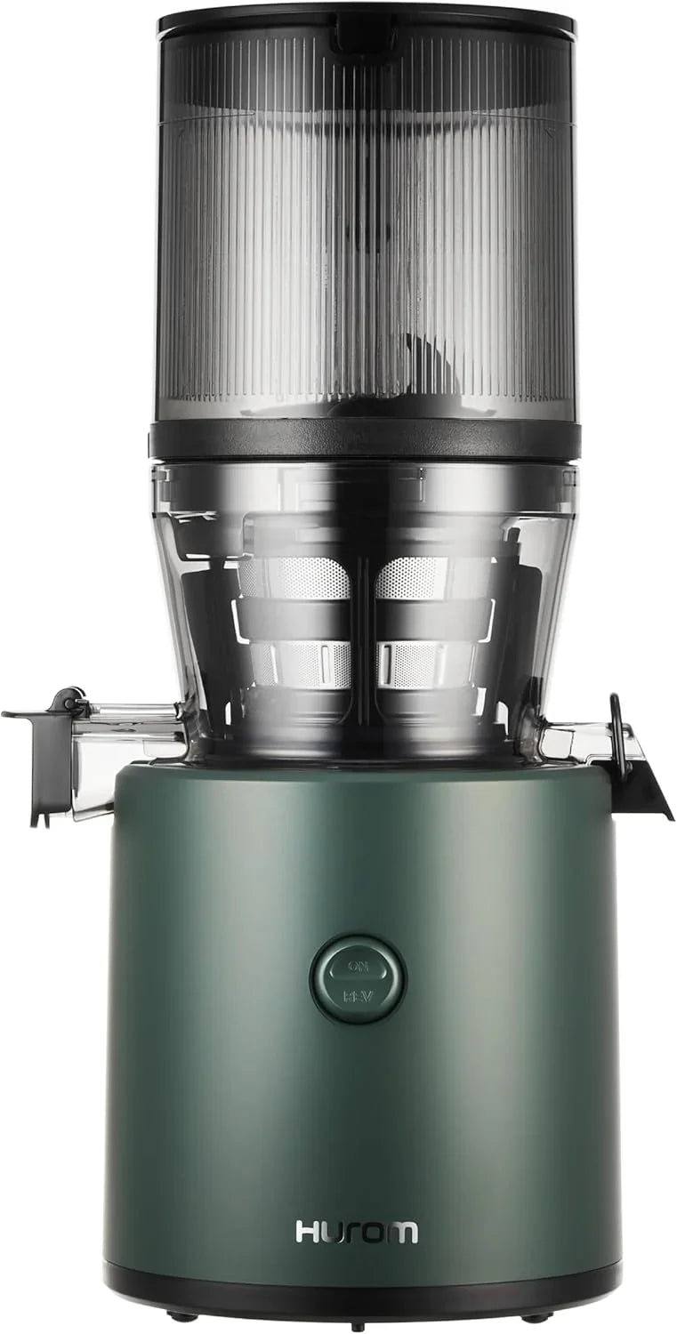 Cold press juicer, easy-to-clean chewing-style slow juicer, coarse filter screen, automatic feeding, no need for operator intervention, household size, quiet motor, easy assembly (kale/deep green) Y1