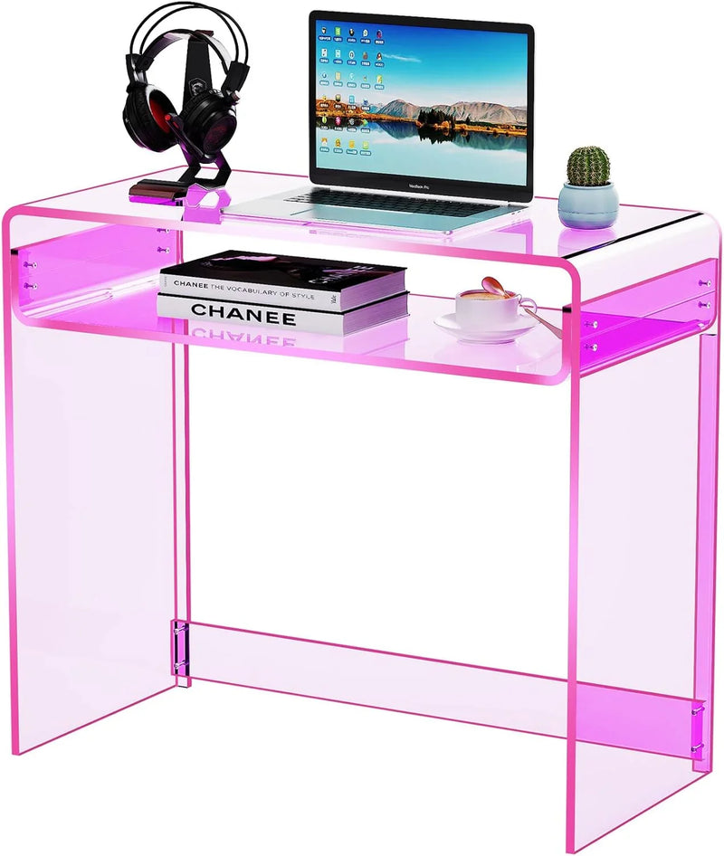 Acrylic Desk Laptop Workstation Study Table Home Office Console Table Entrance Tables Decor (Green) L8
