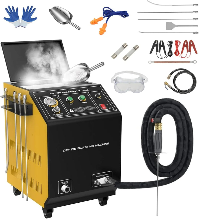 Dry Ice Blasting Machine,HTS705 Pellet Dry Ice Blasters,Industrial Dry Ice Blasting Cleaning Machine, Dry Ice Blaster Engine Cleaner Intake Valve Cleaner, Dry Ice Blast Cleaners 110V/220V O3