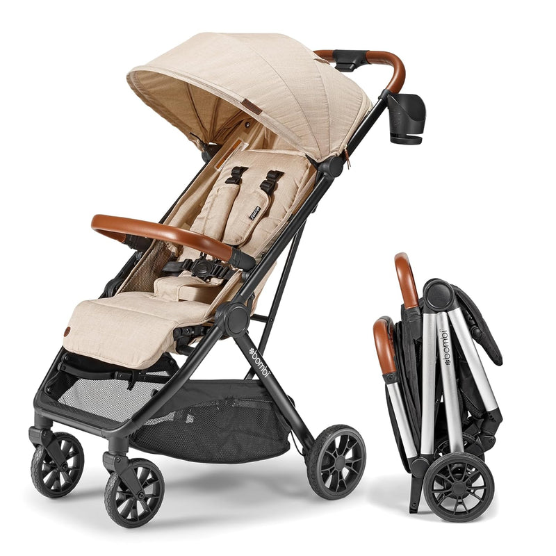 V2 Compact Baby Stroller - Premium vegetarian leather material, one-handed folding, infinitely adjustable tilt angle, aerospace-grade aluminum frame, oversized sunshade, spacious storage space, folding umbrella-style baby stroller - Desert Berry Colo Q8