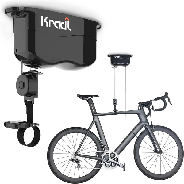 Wall-mounted bicycle lifting frame and storage rack. A bicycle storage and lifting frame that does not require electricity, nor clumsy ropes or pulleys. J6